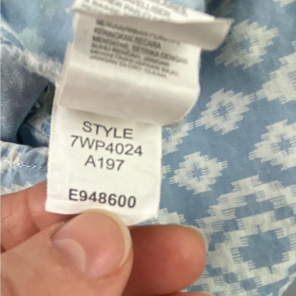 Lucky Brand Southwest Pattern Blue White Button Down LS Women's Dress, Medium - Picture 8 of 13